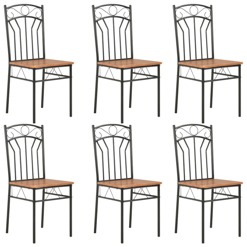 Lot de 6 chaises de salle à manger cuisine design simple et intemporel marron MDF CDS022581