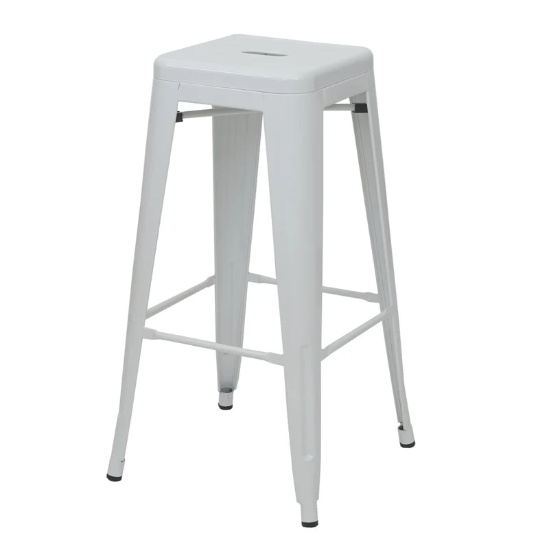 Tabouret de bar design industriel en métal empilable blanc 04_0005254