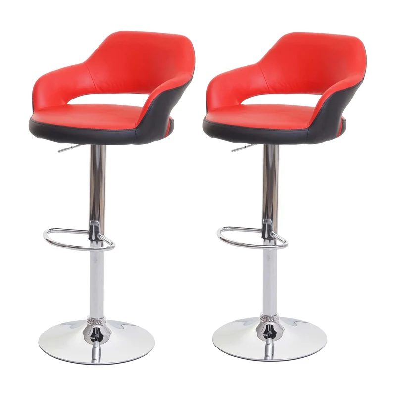 Lot de 2 tabourets de bar chaises de comptoir en synthétique rouge et noir 04_0000142