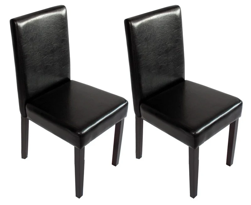 Lot de 2 chaises de salle à manger synthétique noir pieds foncés CDS04046