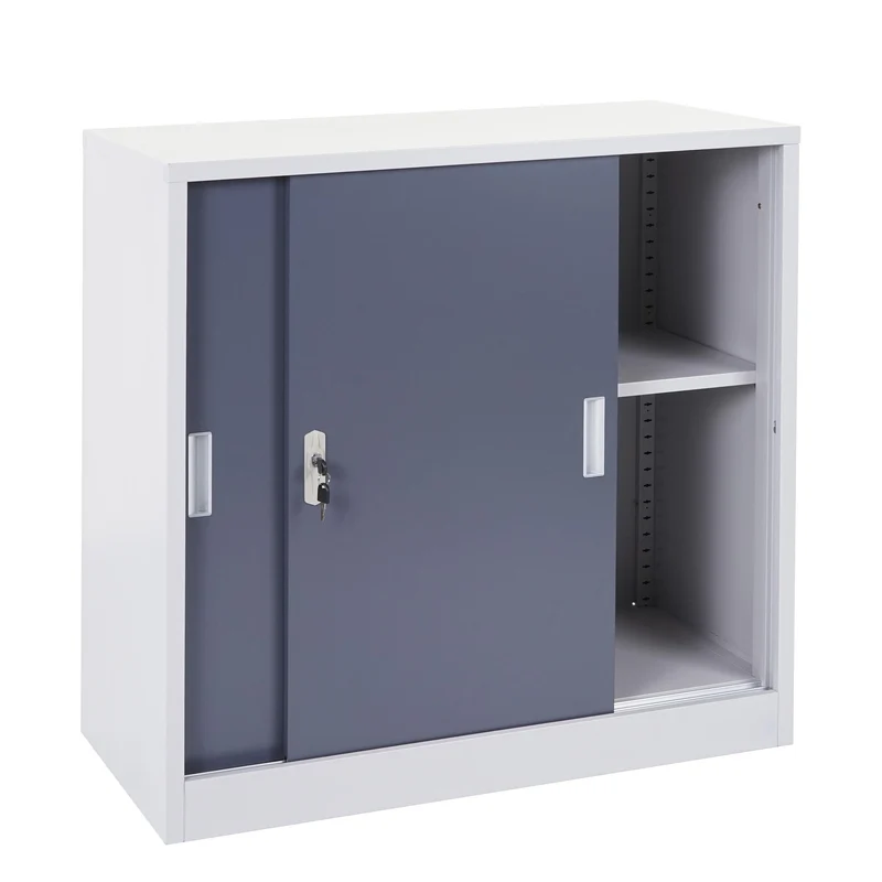 Armoire de rangement bureau en acier, avec portes coulissantes 90x90x45cm anthracite 04_0001475