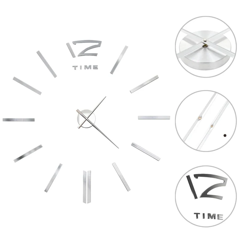 Horloge murale 3D Design moderne 100 cm XXL Argenté DEC022268