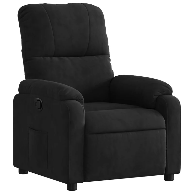 Fauteuil relax TV rembourrage confortable fonction d'inclinaison manuelle en tissu microfibre noir DEC028122