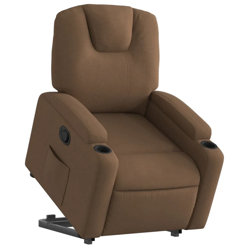 Fauteuil relax TV rembourrage confortable fonction de levage électrique en tissu marron DEC028055