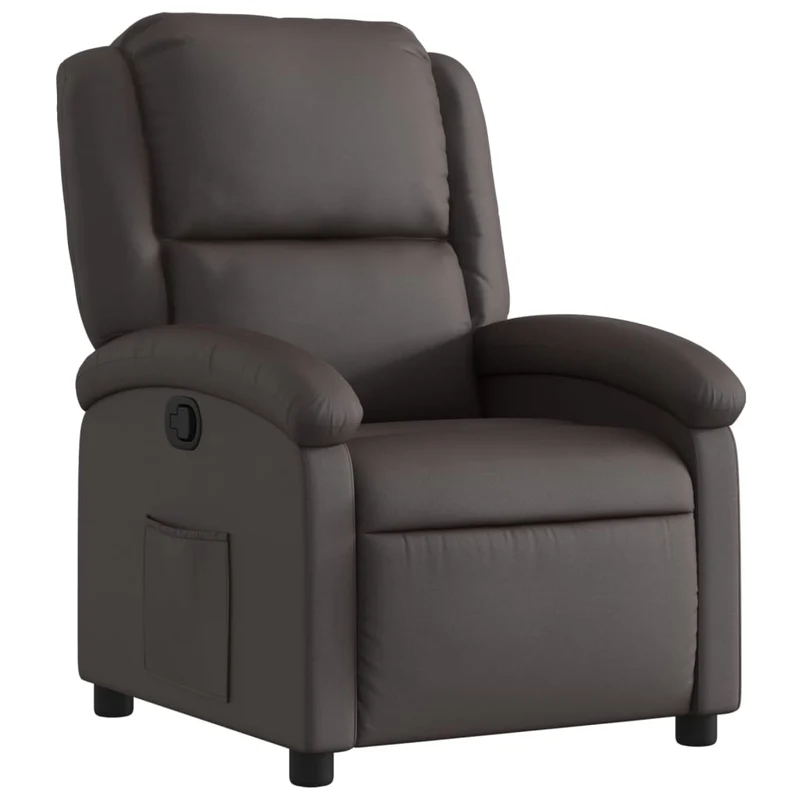Fauteuil relax TV rembourrage confortable fonction d'inclinaison manuelle en cuir véritable marron DEC027991