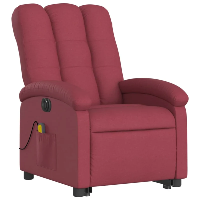 Fauteuil de relaxation fonction massage et inclinable en tissu rouge bordeaux DEC027849