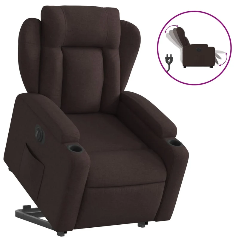 Fauteuil relax TV fonction de levage électrique très confortable en tissu marron foncé DEC028415