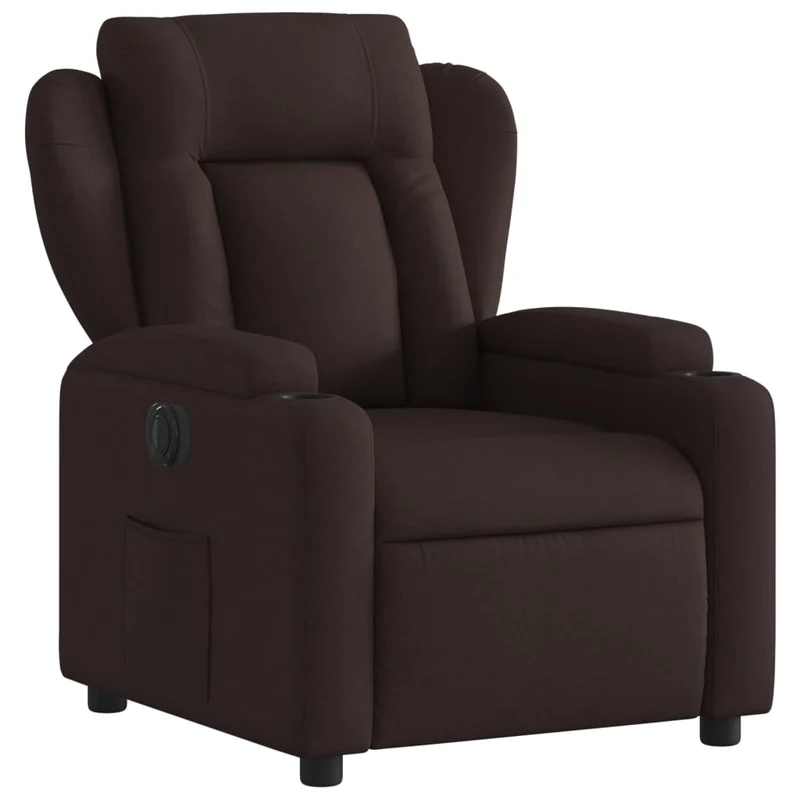 Fauteuil relax TV fonction d'inclinaison électrique très confortable en tissu marron foncé DEC028414