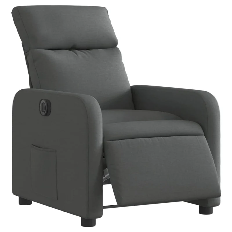 Fauteuil relax TV fonction d'inclinaison électrique très confortable en tissu gris foncé DEC028345