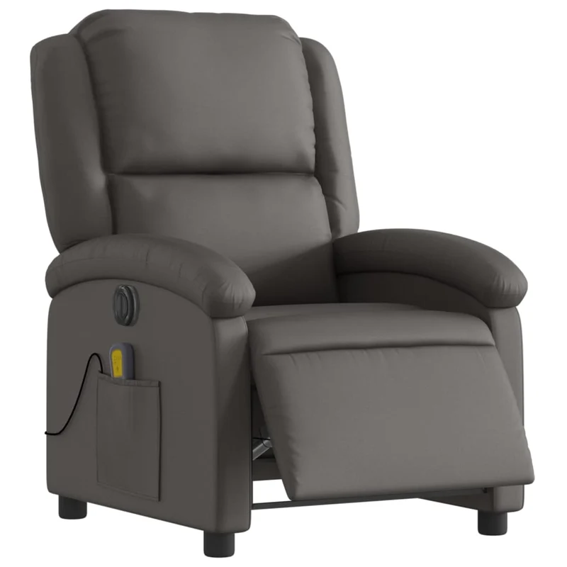 Fauteuil relax TV fonction d'inclinaison électrique très confortable en cuir véritable gris DEC028336