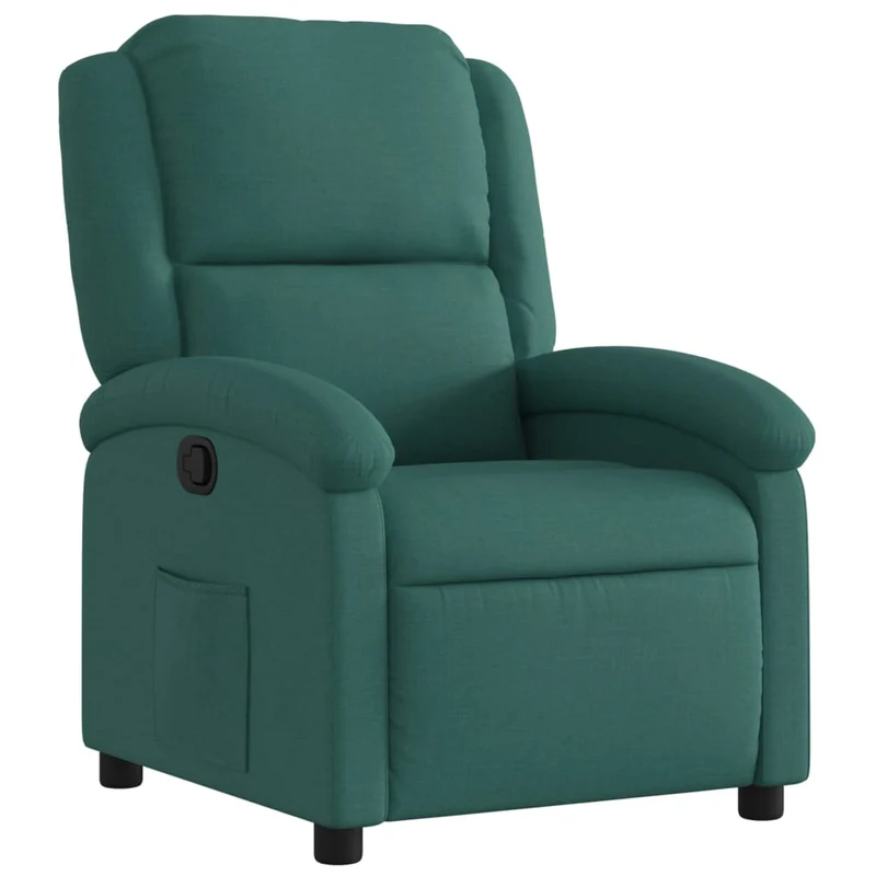 Fauteuil relax TV rembourrage confortable fonction d'inclinaison manuelle en tissu vert foncé DEC028227