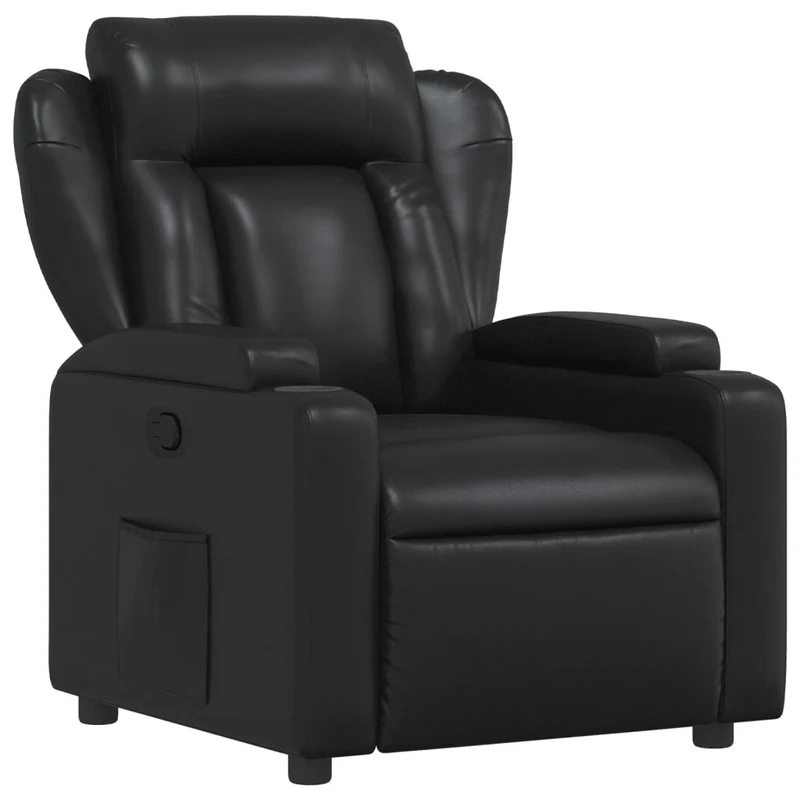 Fauteuil relax TV rembourrage confortable fonction d'inclinaison manuelle en PVC noir DEC028085