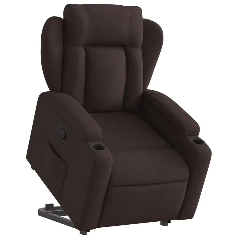 Fauteuil relax TV rembourrage confortable fonction de levage électrique en tissu marron foncé DEC028002