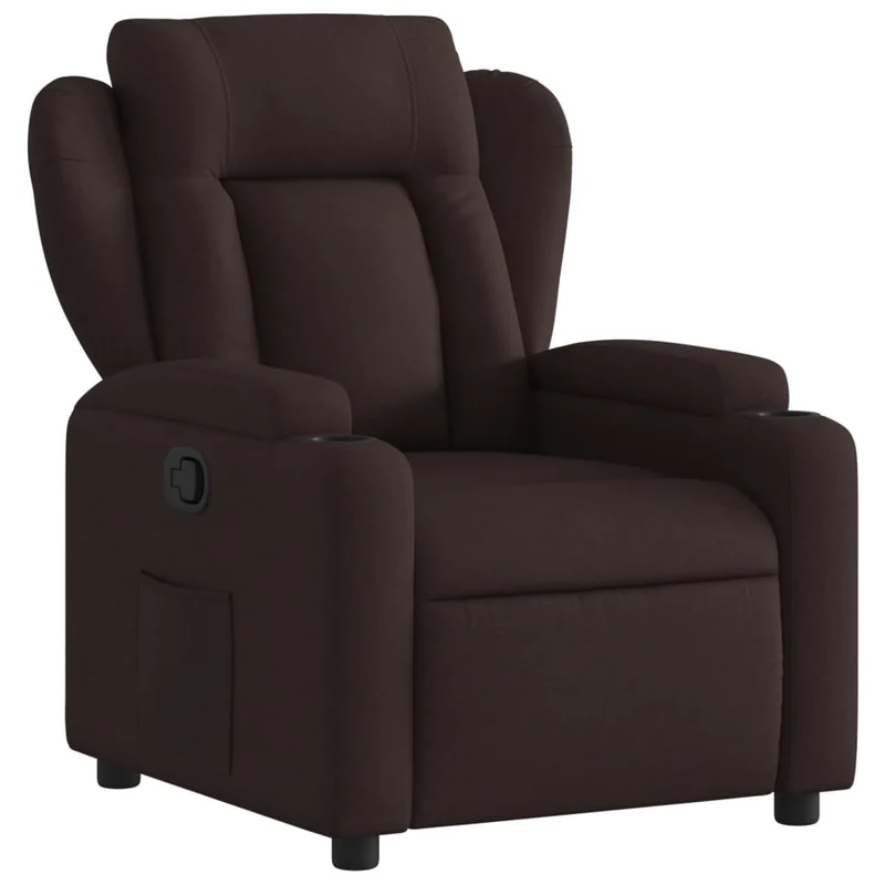 Fauteuil relax TV rembourrage confortable fonction d'inclinaison manuelle en tissu marron foncé DEC027996