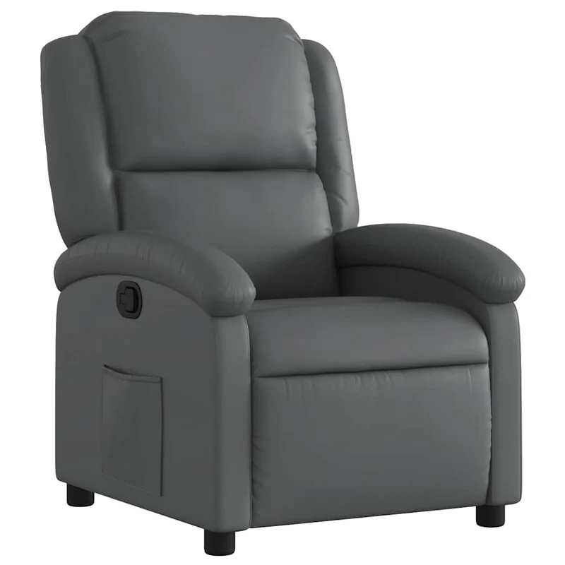 Fauteuil relax TV rembourrage confortable fonction d'inclinaison manuelle en PVC gris DEC027967