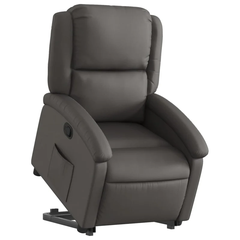 Fauteuil relax TV rembourrage confortable fonction de levage électrique en cuir véritable gris DEC027924