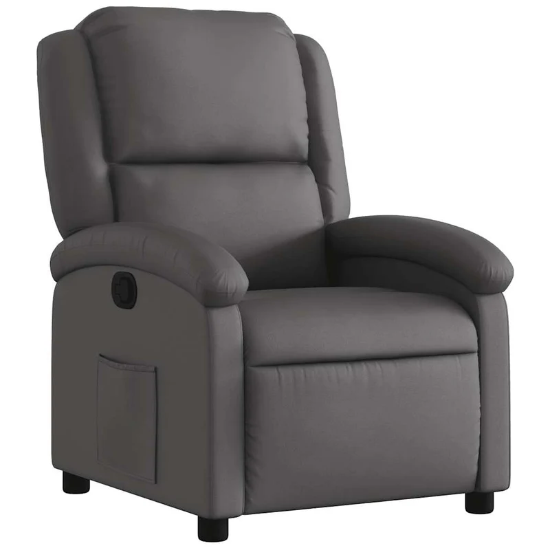 Fauteuil relax TV rembourrage confortable fonction d'inclinaison manuelle en cuir véritable gris DEC027923