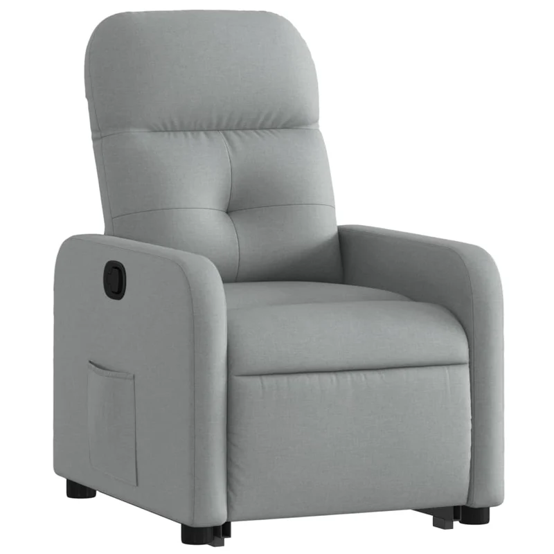 Fauteuil relax TV rembourrage confortable fonction de levage électrique en tissu gris clair DEC027912