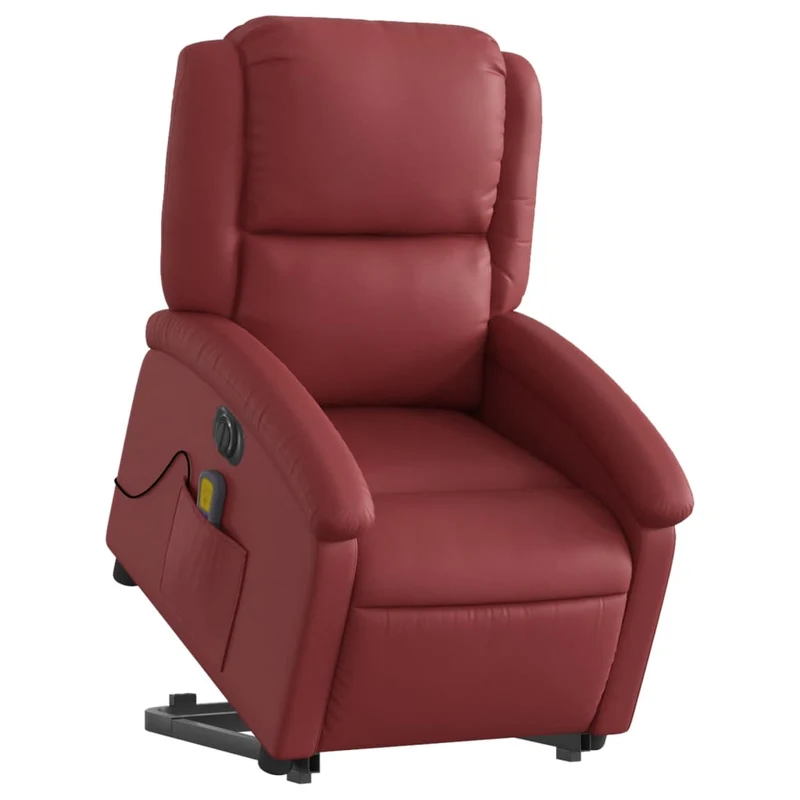 Fauteuil de relaxation fonction massage et inclinable en PVC rouge bordeaux DEC027829