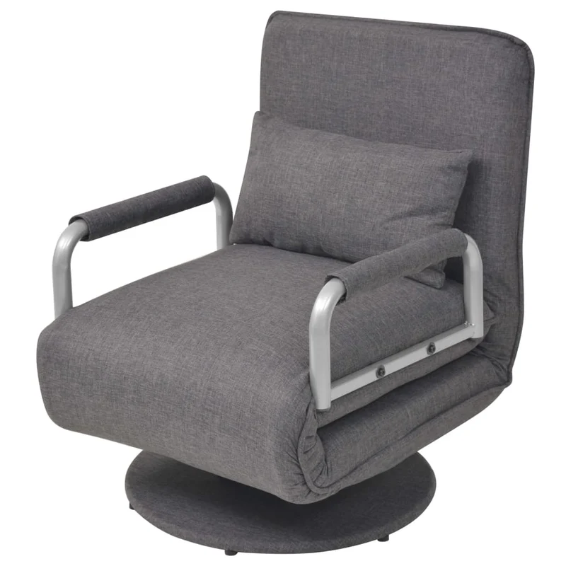 Fauteuil lounge convertible design et moderne pivotant et canapé-lit en tissu gris foncé DEC028662