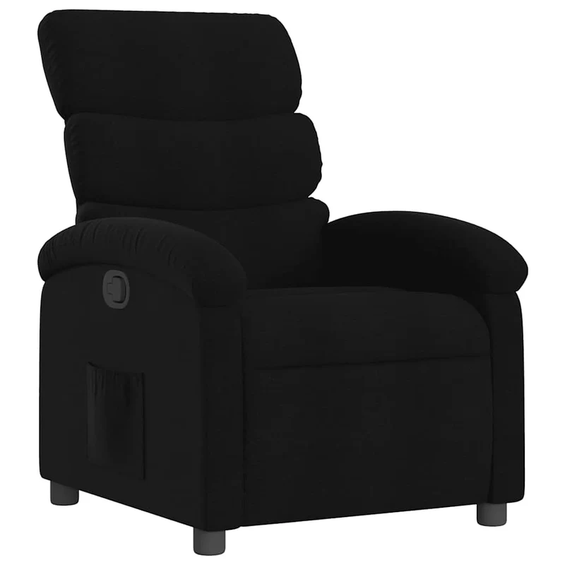 Fauteuil relax TV rembourrage confortable fonction d'inclinaison manuelle en tissu noir DEC028107