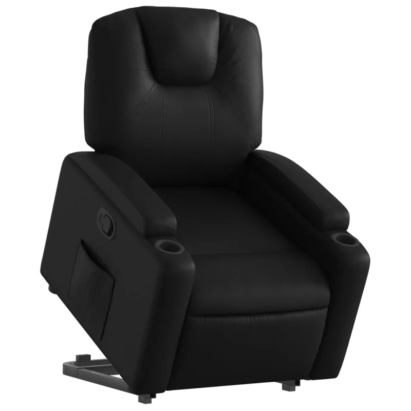 Fauteuil relax TV rembourrage confortable fonction de levage électrique en PVC noir DEC028077