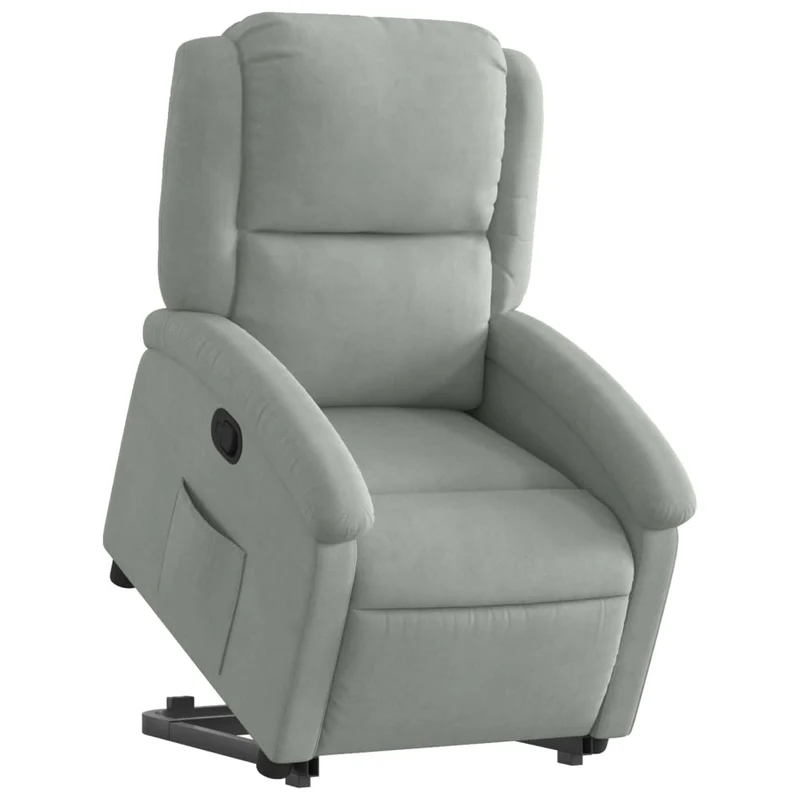 Fauteuil relax TV rembourrage confortable fonction de levage électrique en velours gris clair DEC027920