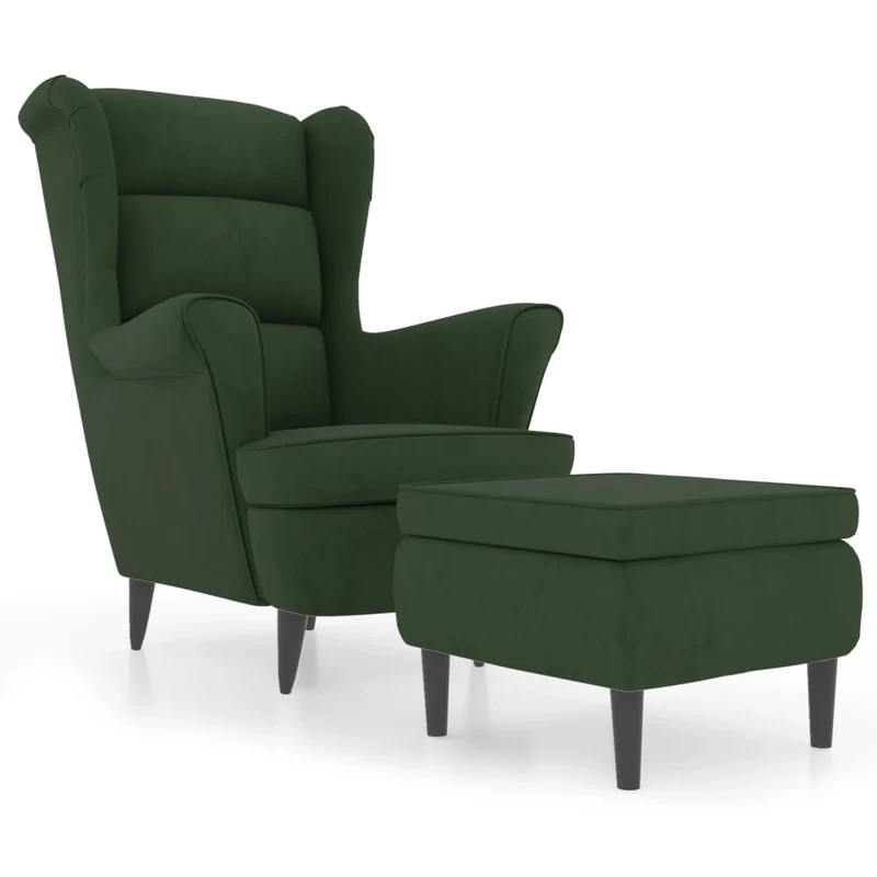 Fauteuils relax avec rebords latérals et repose-pieds en velours vert foncé DEC028699