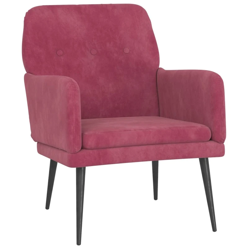 Fauteuil lounge design et moderne avec accoudoirs 62 x 79 x 79 cm en velours rouge DEC028668