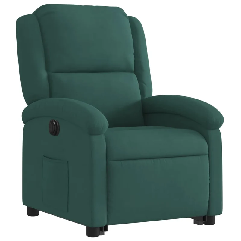 Fauteuil relax TV fonction de levage électrique très confortable en velours vert foncé DEC028612