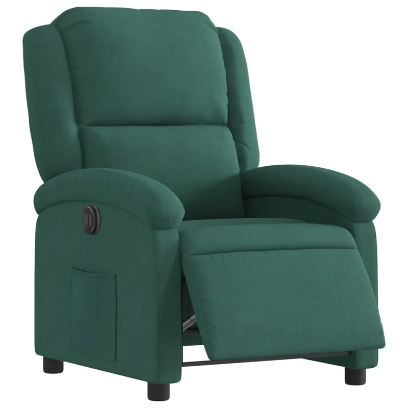 Fauteuil relax TV fonction d'inclinaison électrique très confortable en velours vert foncé DEC028611