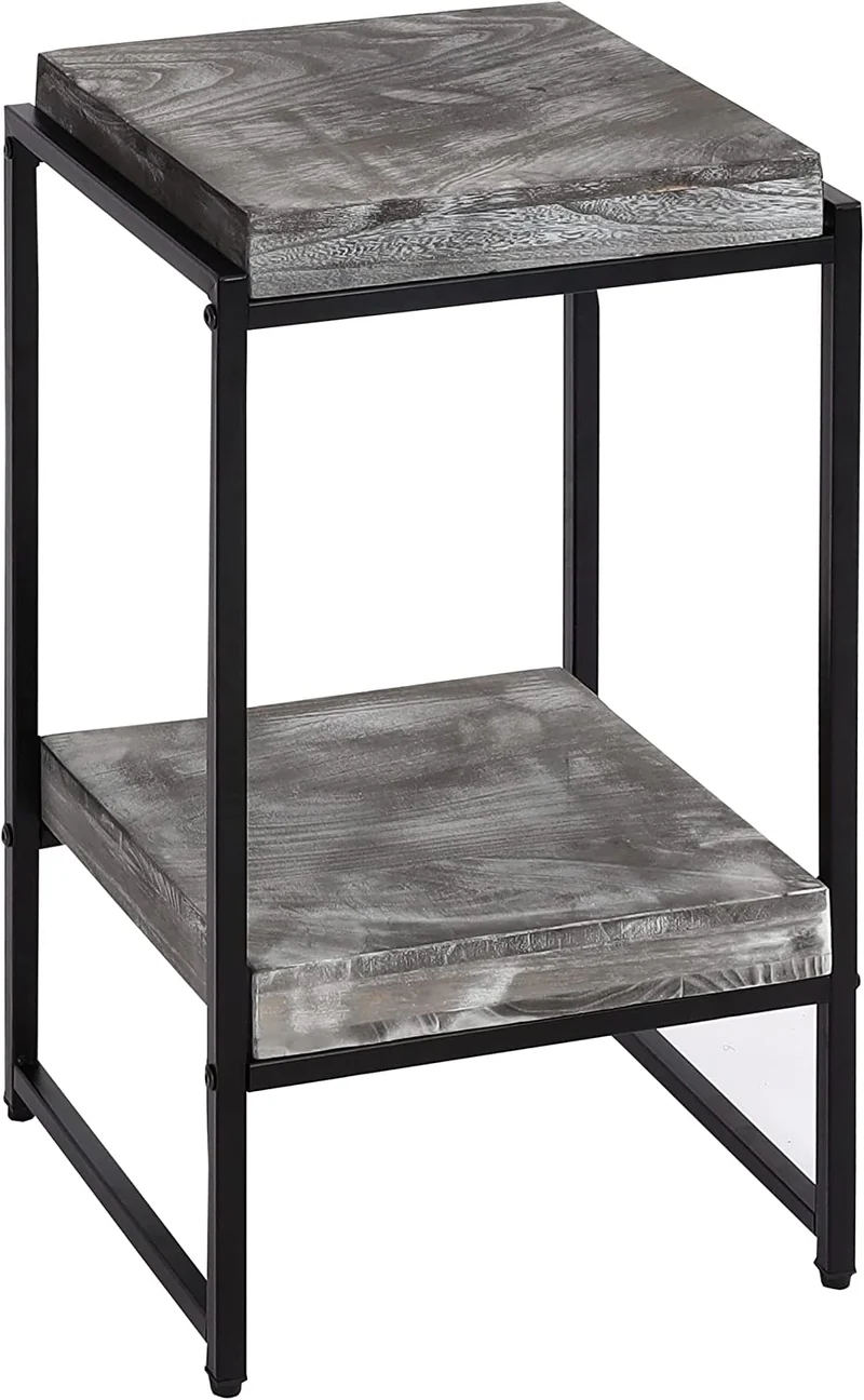 Table support de plantes étagère à fleurs table d'appoint en métal MDF gris foncé 61cm MED04074