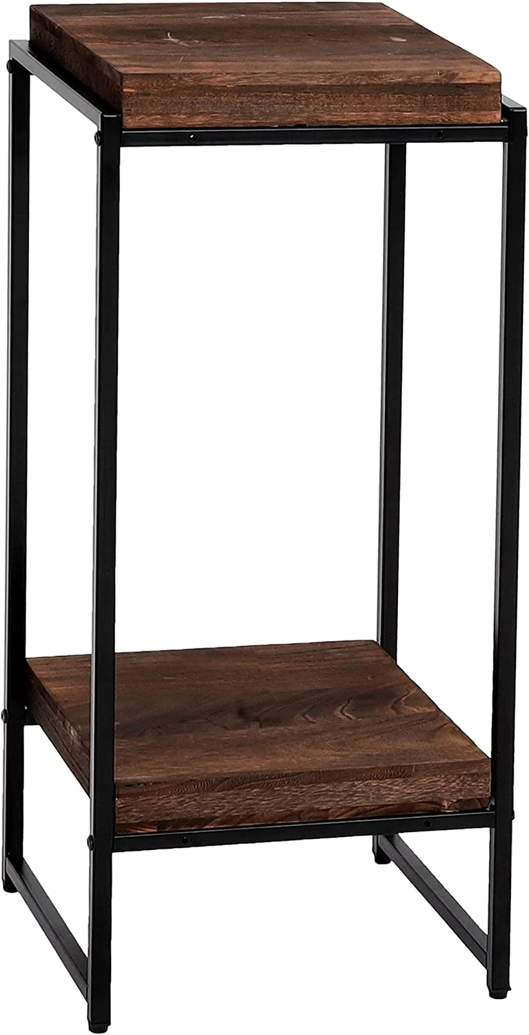 Table support de plantes étagère à fleurs table d'appoint en métal MDF marron foncé 82cm MED04070
