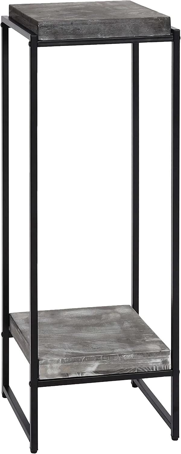 Table support de plantes étagère à fleurs table d'appoint en métal MDF gris foncé 101cm MED04068