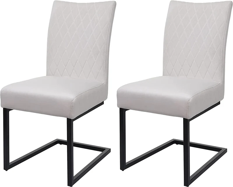 Ensemble de 2 chaises de salle à manger chaise visiteur en acier design moderne velours thermolaqué crème CDS04487