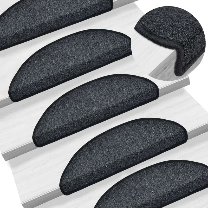 Tapis d'escalier 15 pièces Anthracite 56x17x3 cm DEC023544