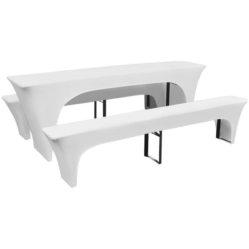 3 Nappe pour table de brasserie et bancs extensible blanc 70 cm DEC022296
