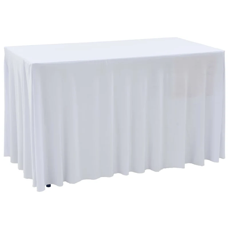 Nappes élastiques de table avec jupon 2 pièces 243x76x74cm Blanc DEC022465