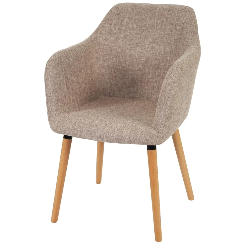 Chaise de salle à manger cuisine bureau coiffeuse design rétro en tiussu crème-gris 04_0002365
