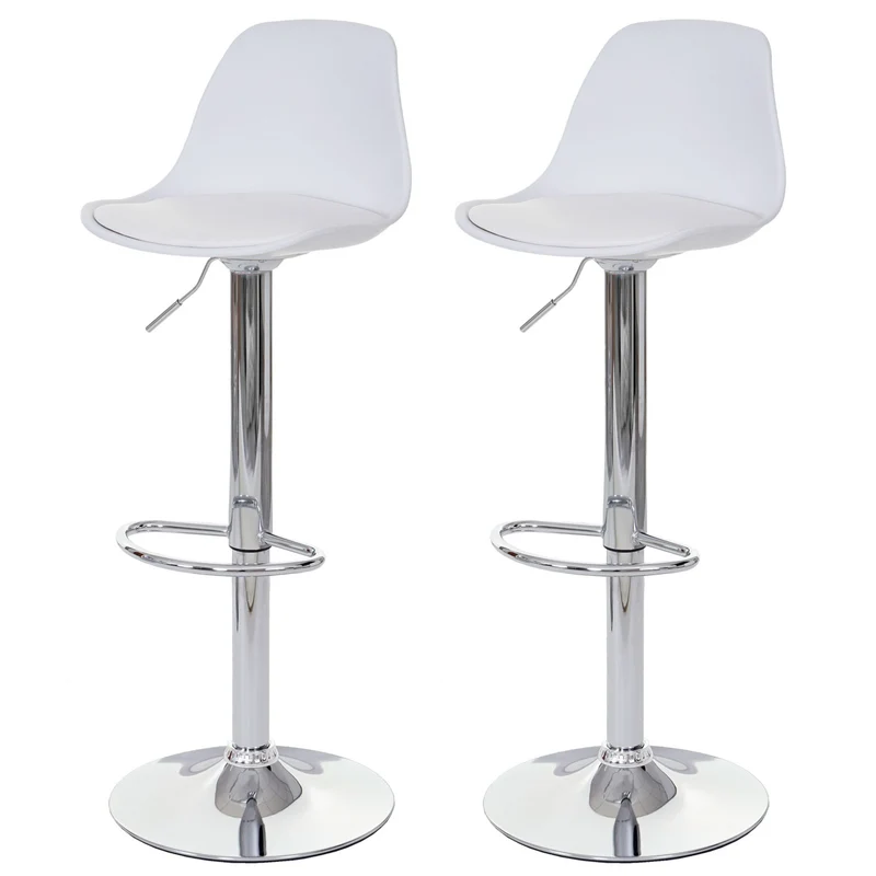 2x tabourets de bar tabouret de comptoir pivotant en synthétique blanc base et cadre en acier chromé 04_0000122