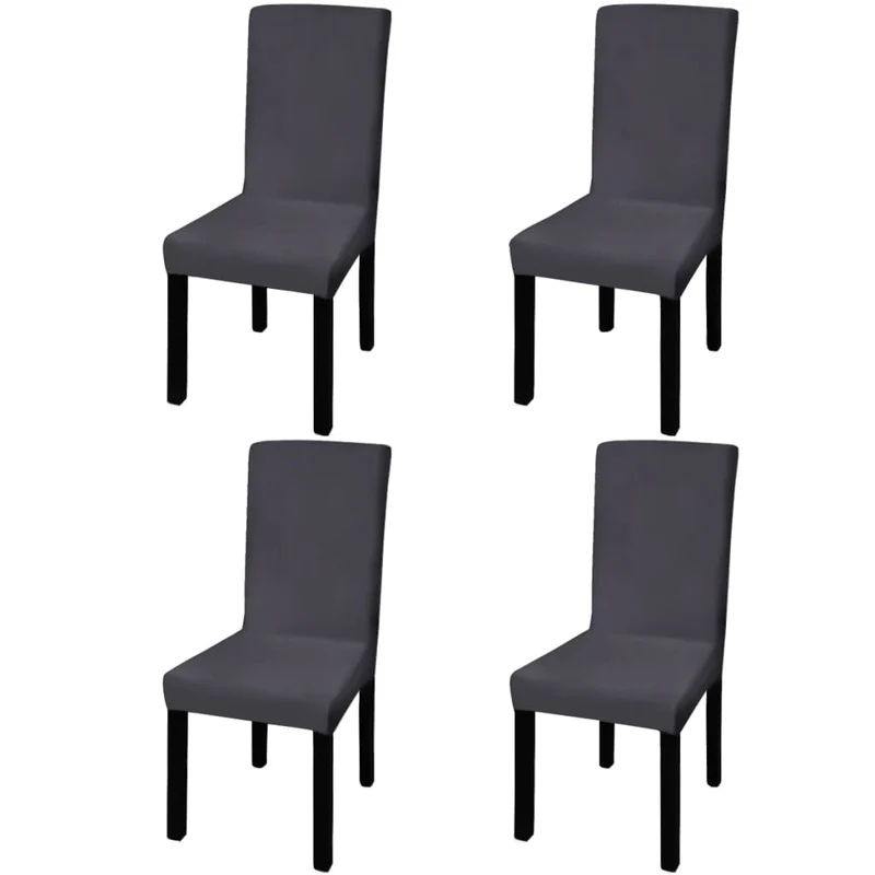 Housse de chaise droite extensible 4 pcs anthracite DEC022374