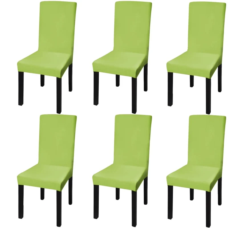 Housse de chaise droite extensible 6 pcs vert DEC022373