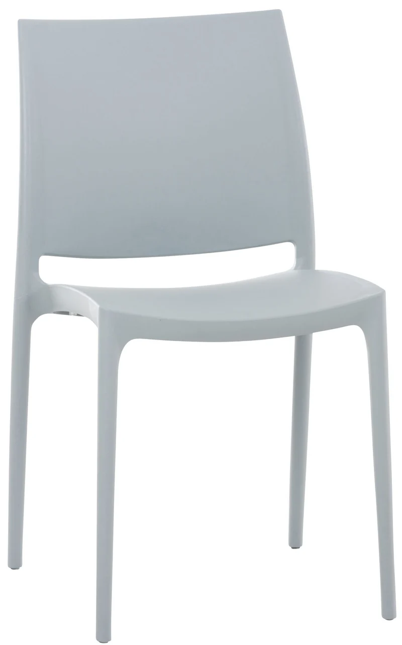 Chaise de jardin en plastique gris design simple empilable 10_0001367