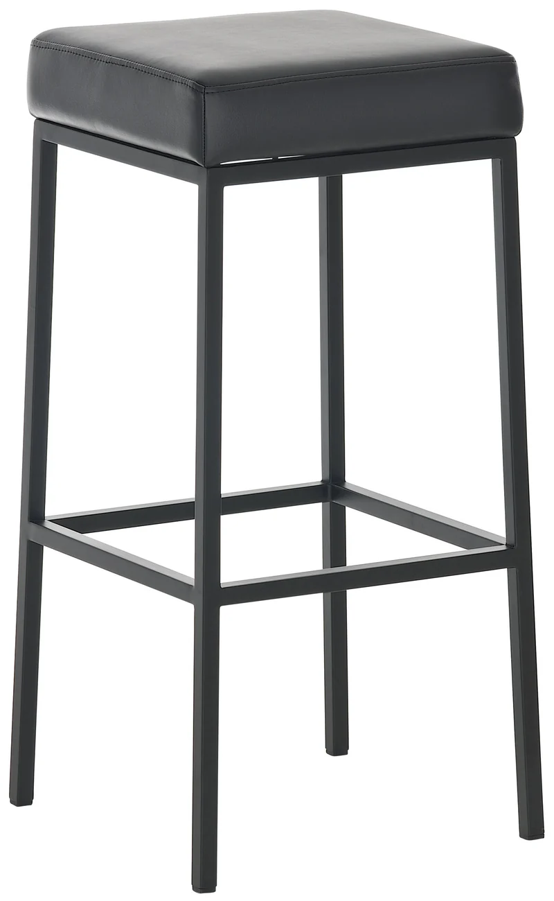 Tabouret de bar design moderne en synthétique noir pieds forme carré métal noir mat 10_0000627