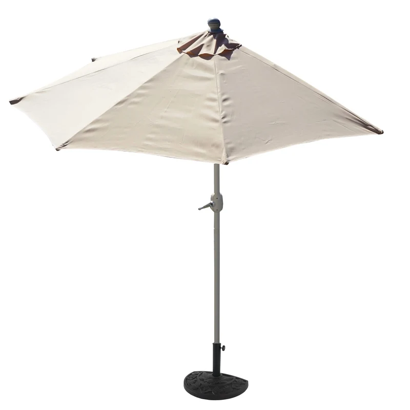 Demi parasol semi-circulaire balcon terrasse UV 50+ polyester/aluminium 3kg avec une portée de 270 cm crème avec support 04_0003849