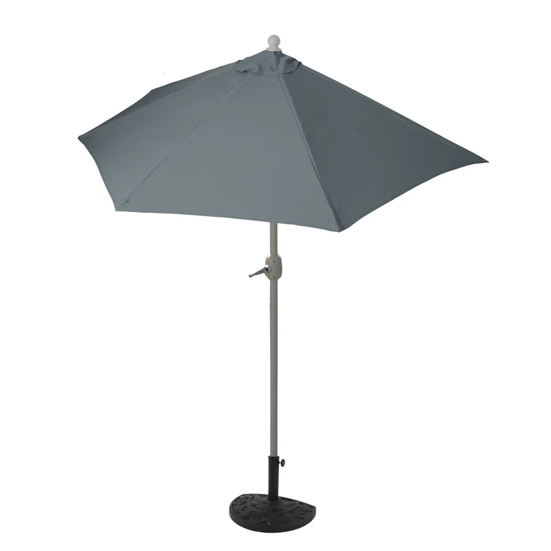 Demi parasol semi-circulaire balcon terrasse UV 50+ polyester/aluminium 3kg avec une portée de 270 cm anthracite avec support 04_0003851