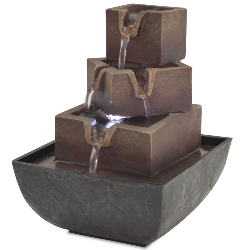 Fontaine d'intérieur avec lampe LED Polyrésine 13,5x13,5x17,5 cm DEC020763