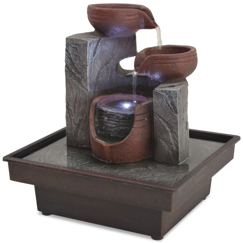 Fontaine d'intérieur avec lampe LED Polyrésine 20x18x22 cm DEC020762