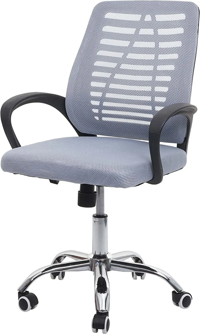 Chaise de bureau sur roulette dossier ergonomique revêtement en maille tissu/textile gris BUR04125