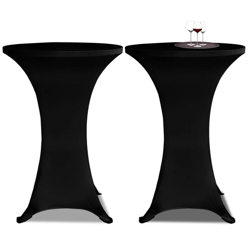 Housse de table Ø60cm Noir extensible 2 pcs DEC022495